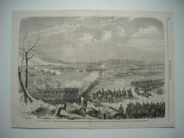 Gravure 1864. Guerre Danemark. 1Er Regiment De Ligne Danois Arrete Autrichiens..