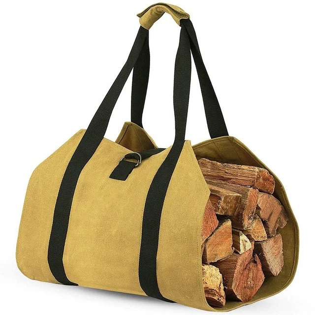 Sac en toile imperméable support bois de chauffage extérieur pour feux de joie