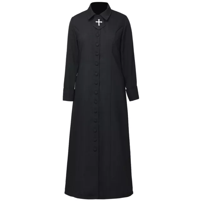Women Clergy Cassock Robe Church Cross Pastor Robes Priest Lady Clergy Jacket