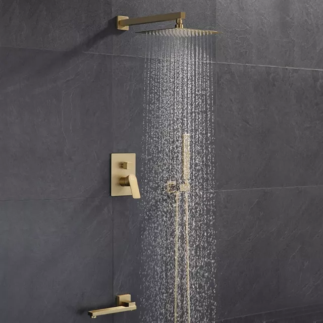 Miscelatore rubinetto colonna doccia set incasso soffione doccetta oro ottone