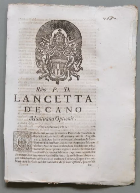 Lombardia, MILANO, GLUSIANO. SACRA ROTA. Placchetta a carattere legale del 1721