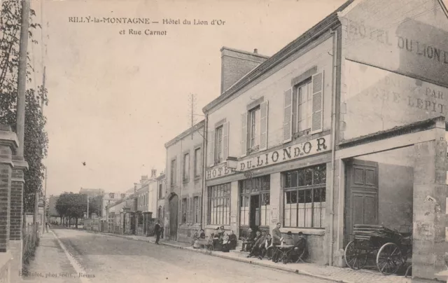 CPA 51 RILLY la MONTAGNE Hotel du Lion d'Or et Rue Carnot