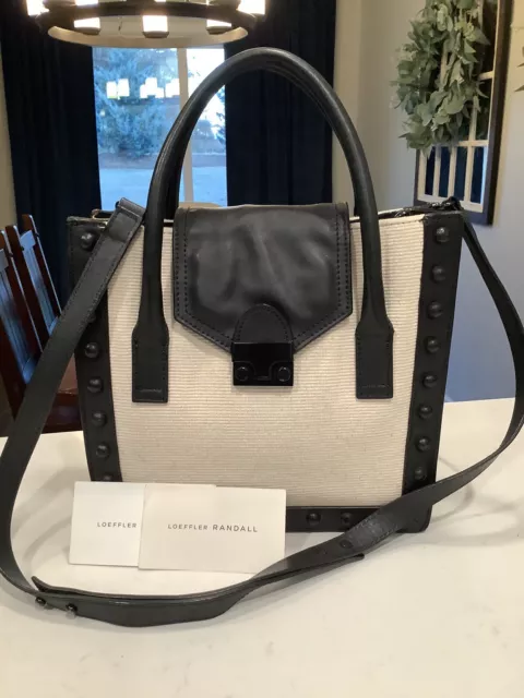 Loeffler Randall Tote Black Cream Bag Nice Condition