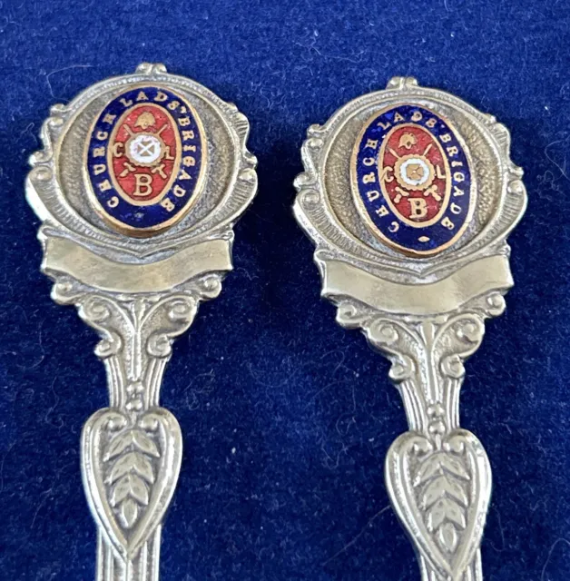 Silver Plated Church Lads Brigade Antique Collectible Charm Spoon & Knife Set 2
