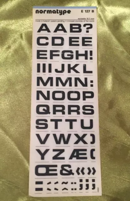 LETRAS INSTANTÁNEAS NORMATYPE Eurostil 12,7 mm Fuente Rara COMO LETRASET