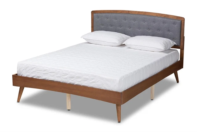 Baxton Studio Transitional King Size Platform Bed With Grey And Walnut Brown