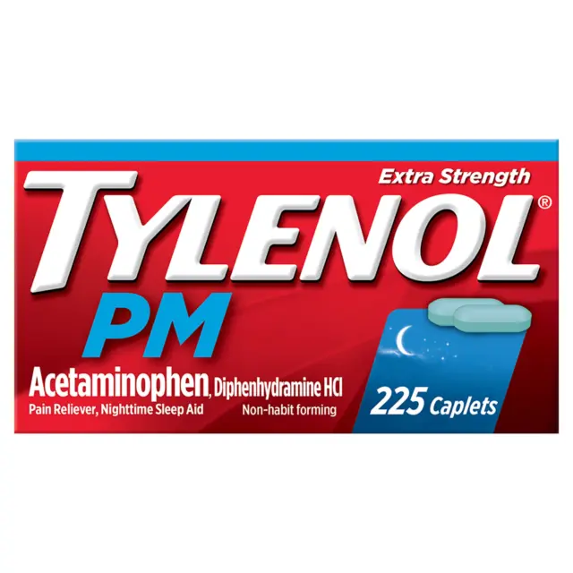 Tylenol PM Extra Strength Acetaminophen 500 Mg Pain Reliever & Sleep Aid, 225 Ct