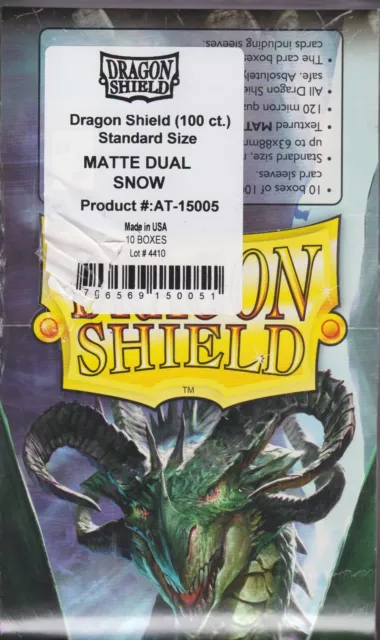 Lot of 10 new 100 ct pk Dragon Shield Dual Matte Deck Sleeves Protectors Snow