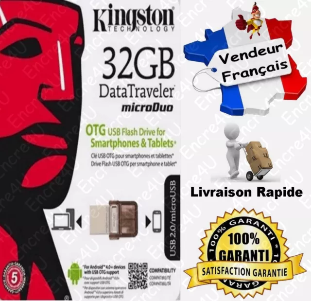 Clé USB 32 Gb Go Datatraveler Micro DTDUO Kingston - Dispo aussi en 8 16 64 Giga