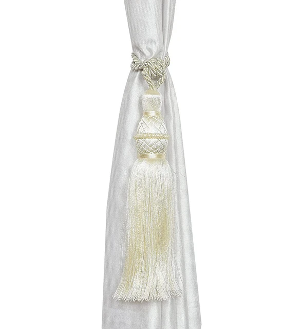Beautiful Polyester Tassel Rope Curtain Tieback Off White Motijal set of 2 Pcs