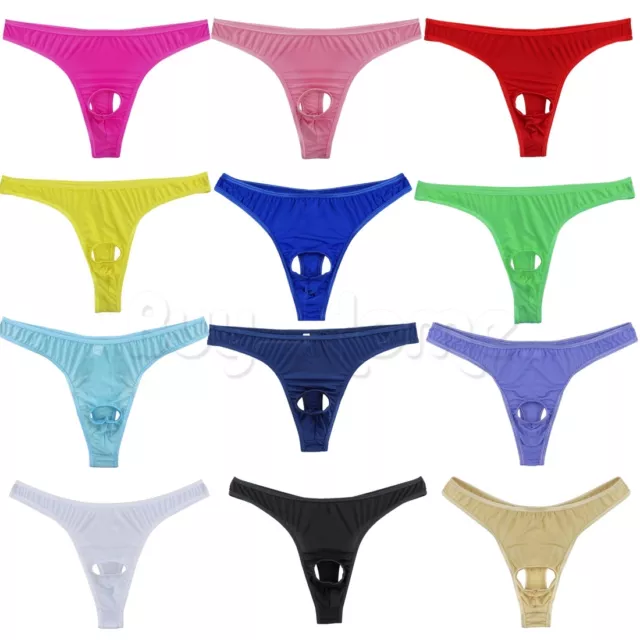 Men's Lingerie Micro Boxer Briefs Underwear Underpants Thong G-string Penis Hole