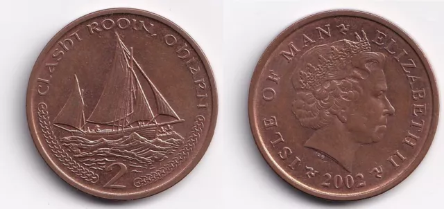 2 Pence 2002 Ile de Man Isle Of Man IOM - Elisabeth II - Manx Lugger Fishing Boa