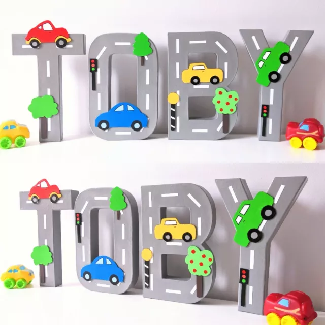 Childrens personalised letters. Nursery decor babies bedroom car digger mamas