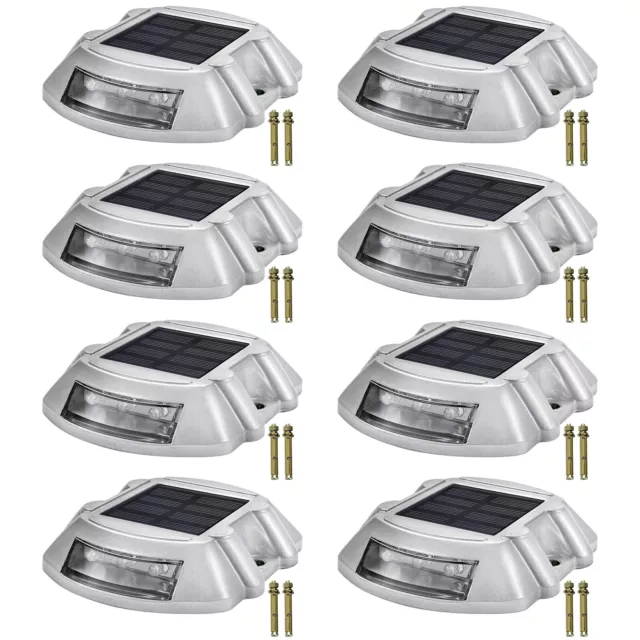 VEVOR 8-Pack Solar Driveway Lights, IP68 White Dock lights w/ Switch for Outdoor