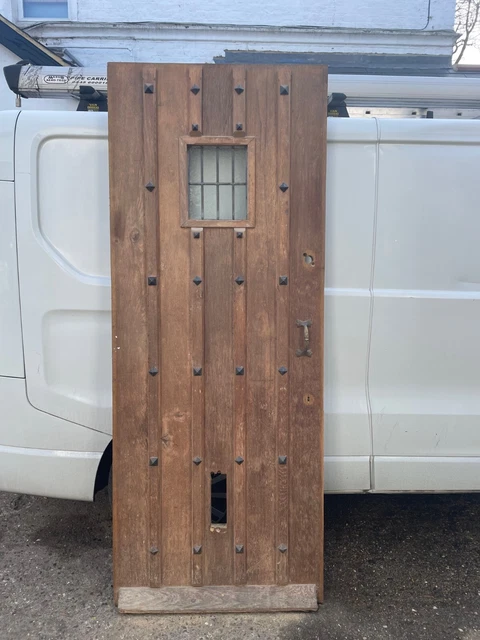 SOLID OAK  FRONT DOOR  ANTIQUE PERIOD RECLAIMED IRON STUDS 2045mm x 806mm x 45mm
