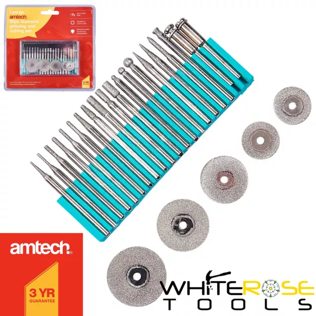 Kit de pulido Amtech diamante giratorio 1/8" 3,1 mm mandril E1855 25 piezas