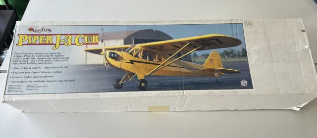 Great Planes Piper J-3 Cub Balsa Wood R/C Model Airplane Kit 76.5" Wing Unbuilt