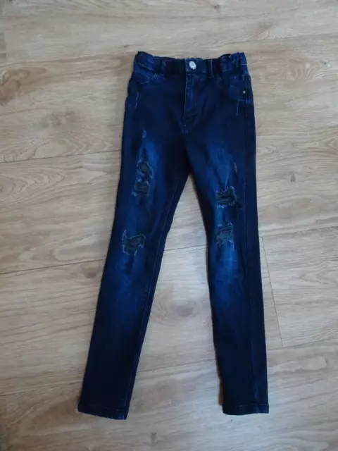 RIVER ISLAND boys dark blue denim skinny leg distressed jeans AGE 9 YEARS