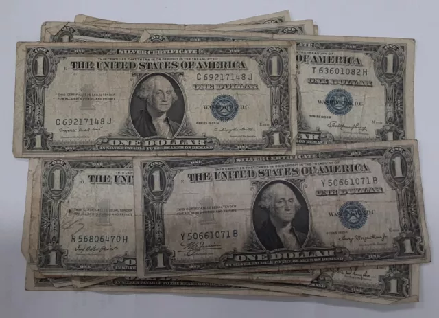 Series 1935-A Thru 1935-H $1 Silver Certificate Avg Circ- Good or Better