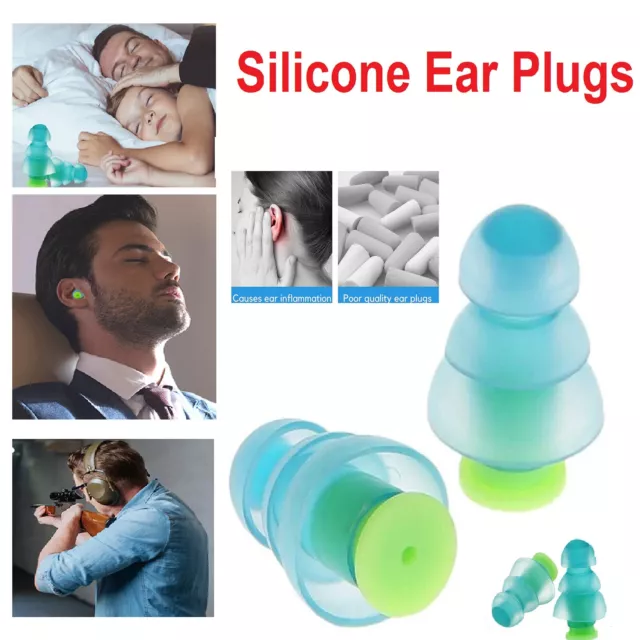 Soft Silicone Ear Plugs Noise Cancelling Hearing Protector Study Sleep Reuseable