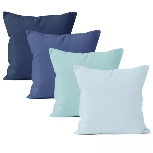 Encasa Homes Throw Pillow Cover 4pc Set - Multi 18x18 in (Pack of 4) Blue Combo
