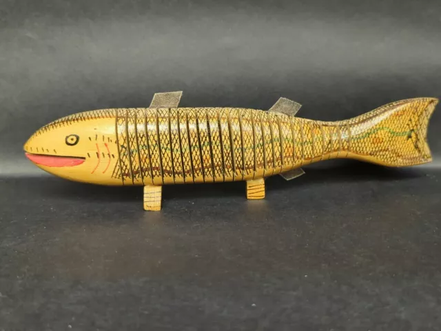 Walnut Wooden Flexible 9" Fish Handmade Wiggles Life Like Movable Wood Salmon 2