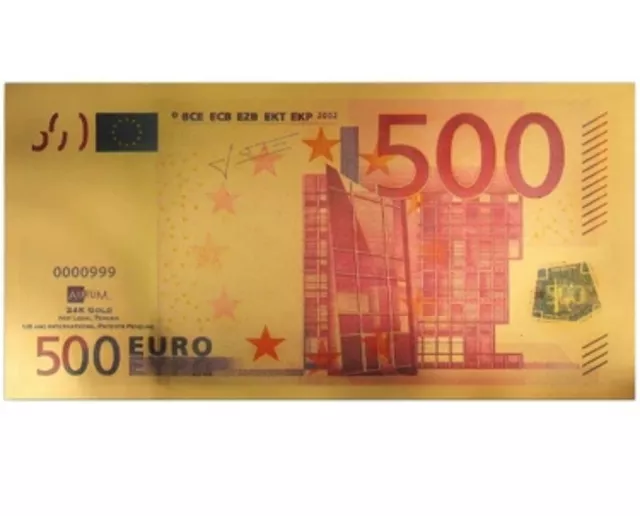 1/10 Gram 24K Gold Note 500 Euro Plastic Sleeve 1/10 Gram 24K Gold Note 500 Euro Plastic Sleeve