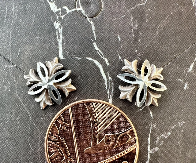 Vintage Sterling Silver Earrings Diamond Cut 925 Flower Snowflake Cross
