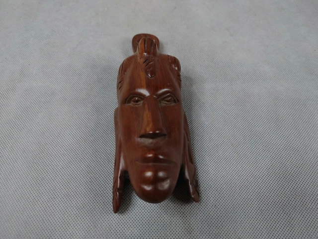 Piccola Testa Femminile In Legno Intagliato Tribale Vintage