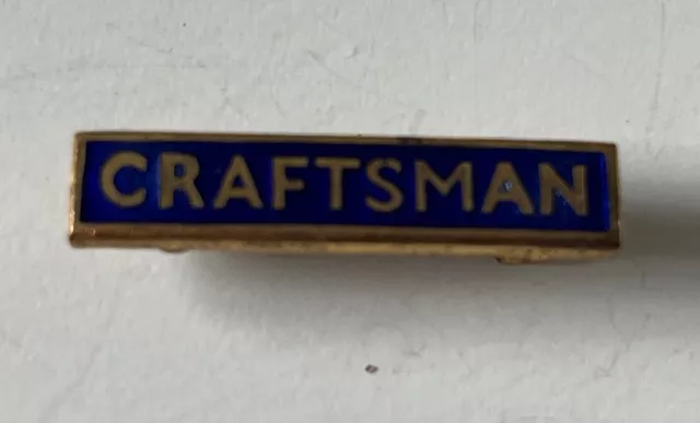 Small 1970s Vintage Craftsman Blue Enamel School Bar Badge - Fattorini