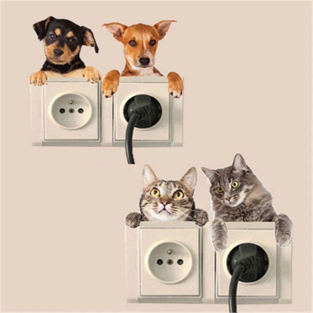 4pcs/set cute cat dog Switch Sticker Home Furnishing Decorative Wall Stickers