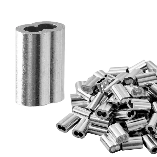 1/8" (3mm) 100PCS Aluminum Crimping Loop Sleeve for Wire Rope, Cable Ferrule