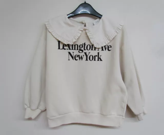 Zara Girls Slogan Collared Sweatshirt Top  age 9      BA37y