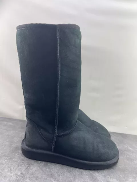 Ugg Australia Classic Womens Shoes Black 7 M Suede Tall Sheepskin Snow Boots 2