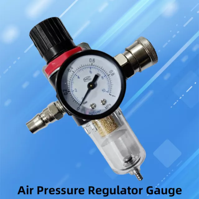 Air Compressor Oil Water Regulator 1/4'' Filter Pressure Gauge Moisture Trap Set