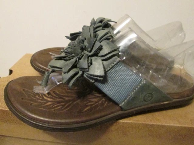 Born Gorgeous Handcrafted Leather Astrid Blue Rey Flower Thong Sandal Size 7