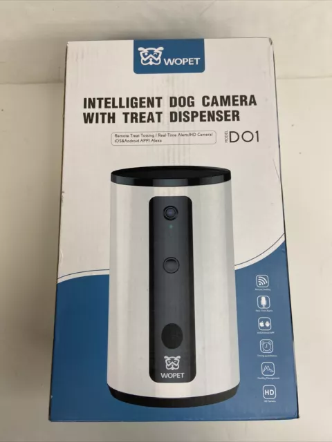 Cámara inteligente para perro Wopet con dispensador de golosinas modelo D01 - caja abierta NUEVA
