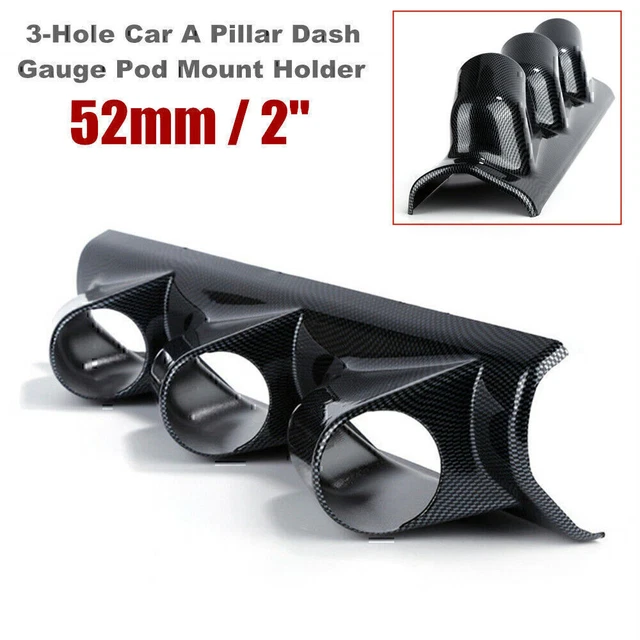 US 3-Hole Car SUV A Pillar Dash Gauge Pod Mount Frame Cover Holder Carbon Fiber