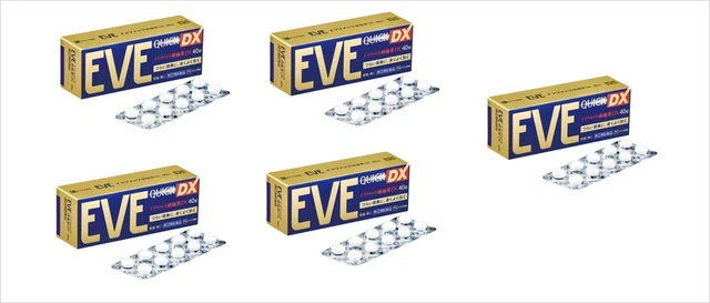 5 cajas EVE QUICK DX 40 tabletas para alivio del dolor de cabeza Japón