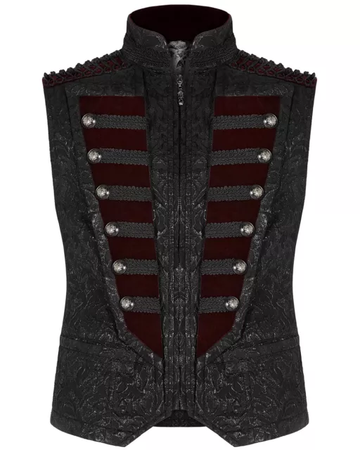 Punk Rave Mens Gothic Regency Waistcoat Vest Black Brocade Red Velvet Steampunk