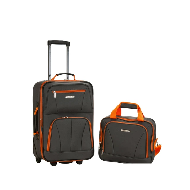 Rockland Fashion Softside Upright Luggage Set Carry On Suitase, 19" and 14"