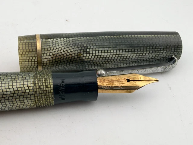 VINTAGE SWAN MABIE TODD FOUNTAIN PEN-BLACK GT-14Ct GOLD SWAN 2 NIB