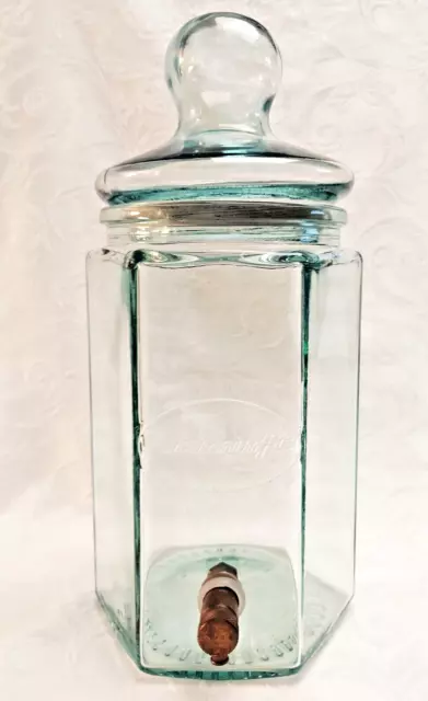 Pierre Smirnoff Vodka Infusion Green Glass Decanter Dispenser Jar Brass Spigot