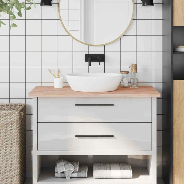 Waschtischplatte Arbeitsplatte Waschtischkonsole Platte Massivholz Buche vidaXL
