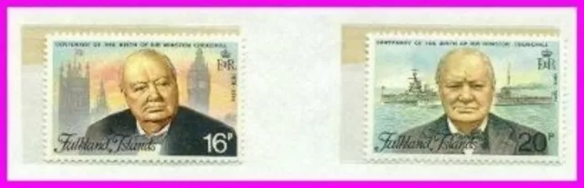 Falkland Ist 1974 Cent Geburt Winston Churchill Sc 235-236a [ Sg 304-MS306] MNH