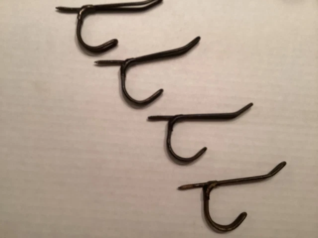 Lot of 4 Vintage Reinforced Wire Screw in Wall Hooks School Coat/Hat/ Hooks