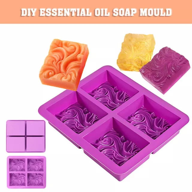 4 Cavity Wave Flower Silicone Soap Mould DIY Cake Jelly Making Mold Tray Baking