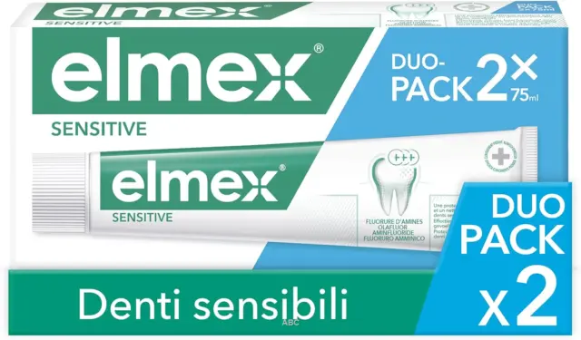 Elmex Sensitive Toothpaste Duo, 75ml Each - Gentle Whitening & Cavity Protection