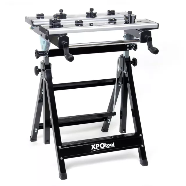 XPOtool Banco da lavoro portatile e pieghevole max 100 kg altezza 77-107cm