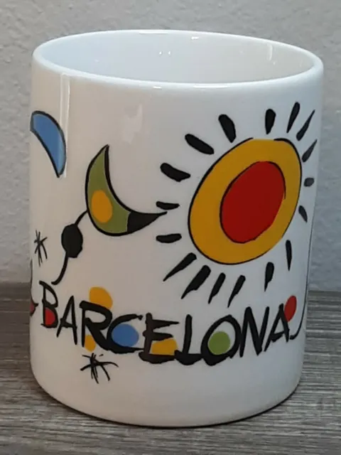 Barcelona Spain, Ceramic mug Great Painted Graphics,Very Colorful & Cheerful!